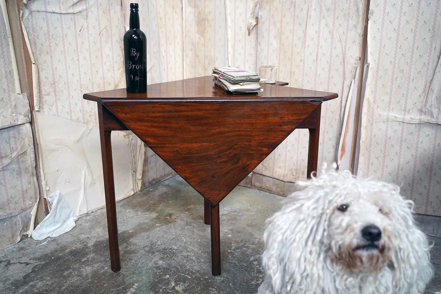 A George III Mahogany Triangular Drop-Leaf Corner Table c.1760-70
