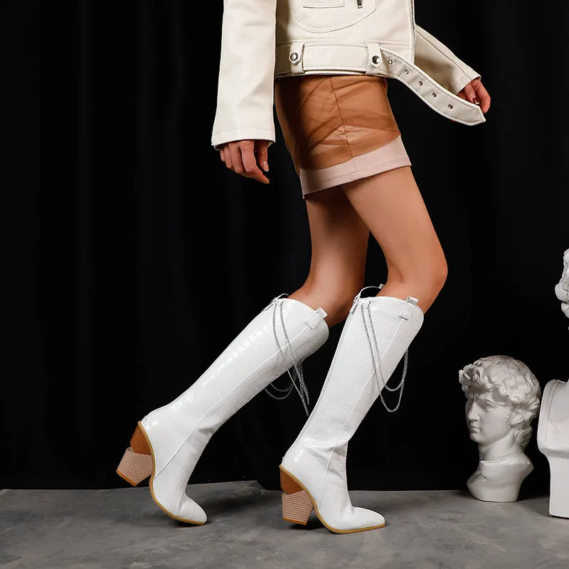 Bigsizeheels American western vintage boots - White