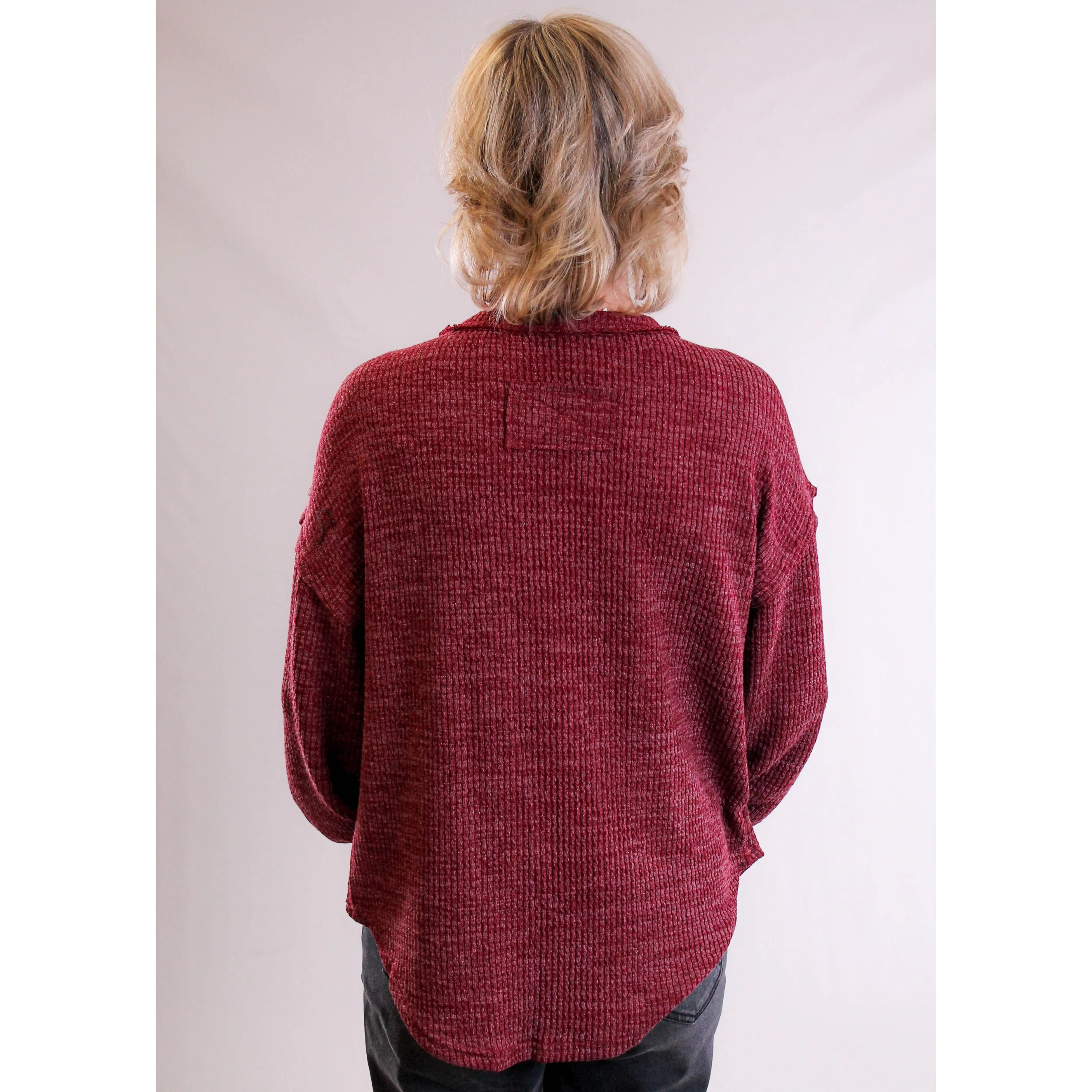 Blu Pepper Drop Shoulder Top with Long Sleeves