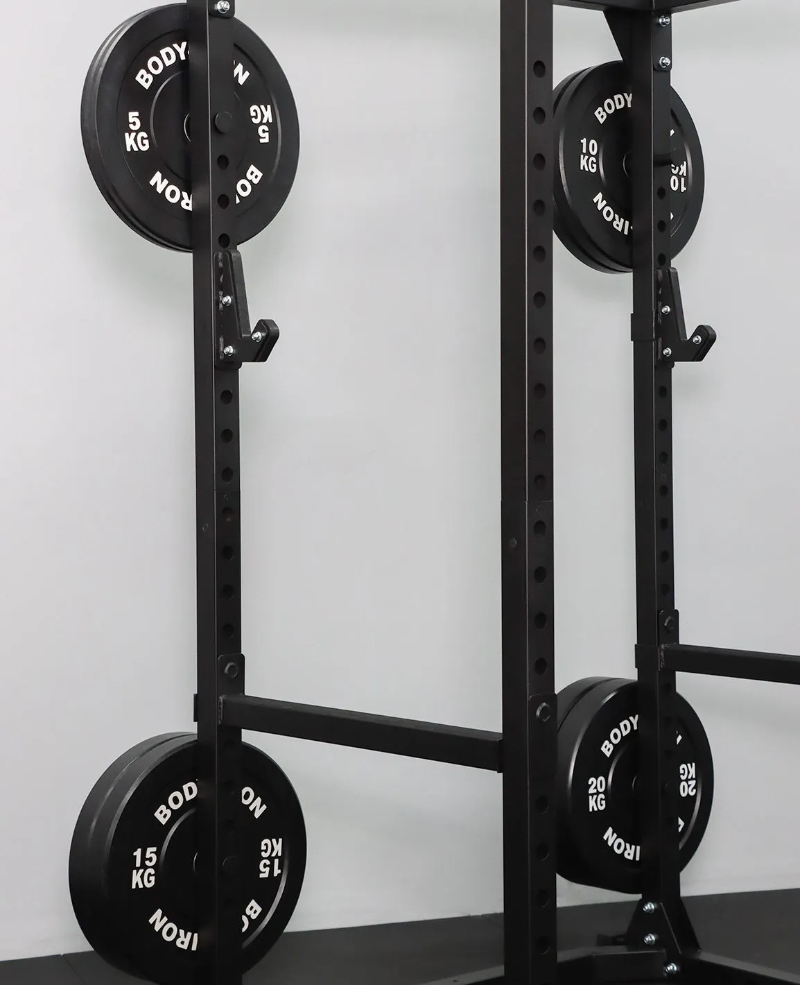Body Iron CX44 Compact Power Rack Elite Set   120kg Olympic Barbell & Bumper Plate Set