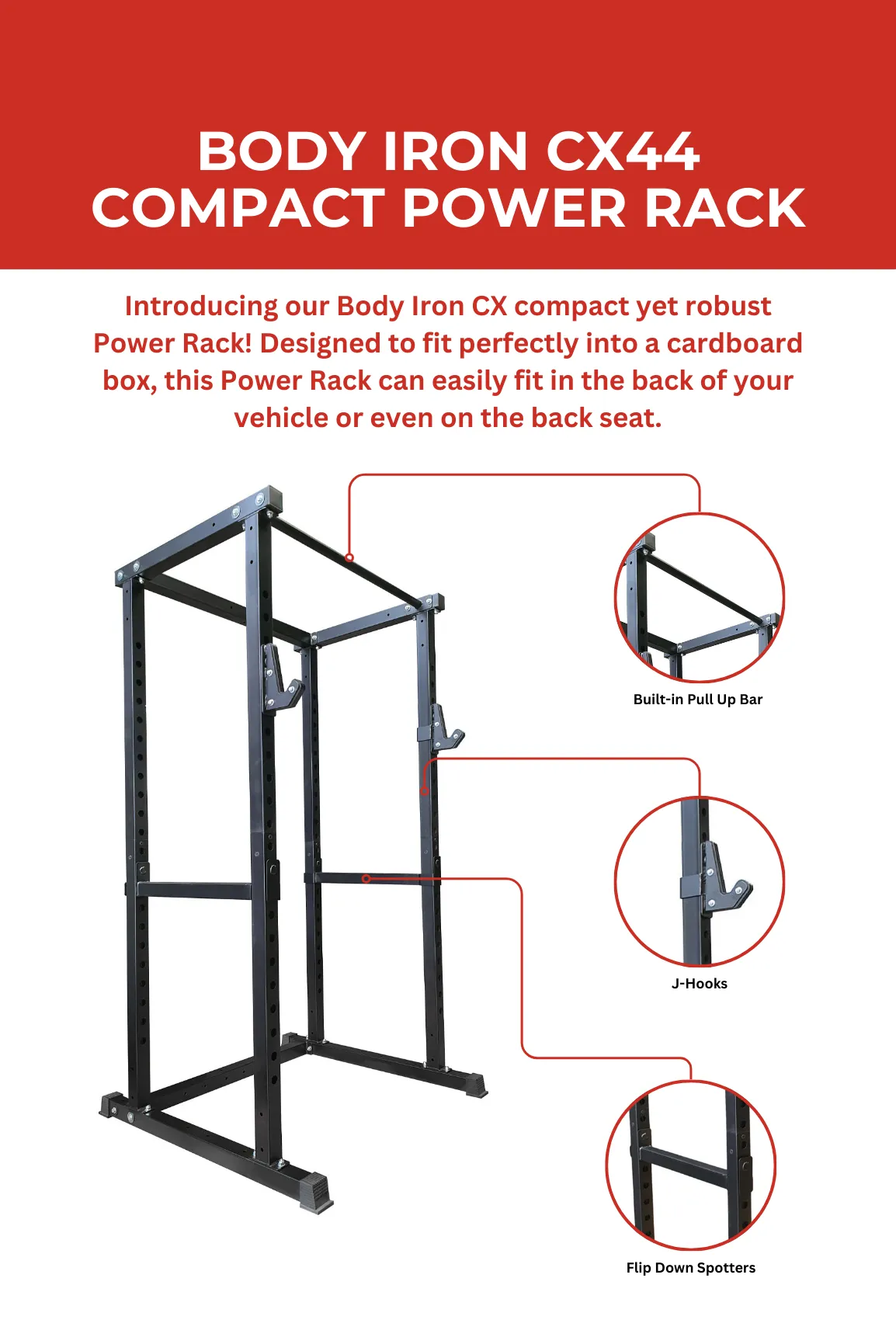 Body Iron CX44 Compact Power Rack Elite Set   120kg Olympic Barbell & Bumper Plate Set