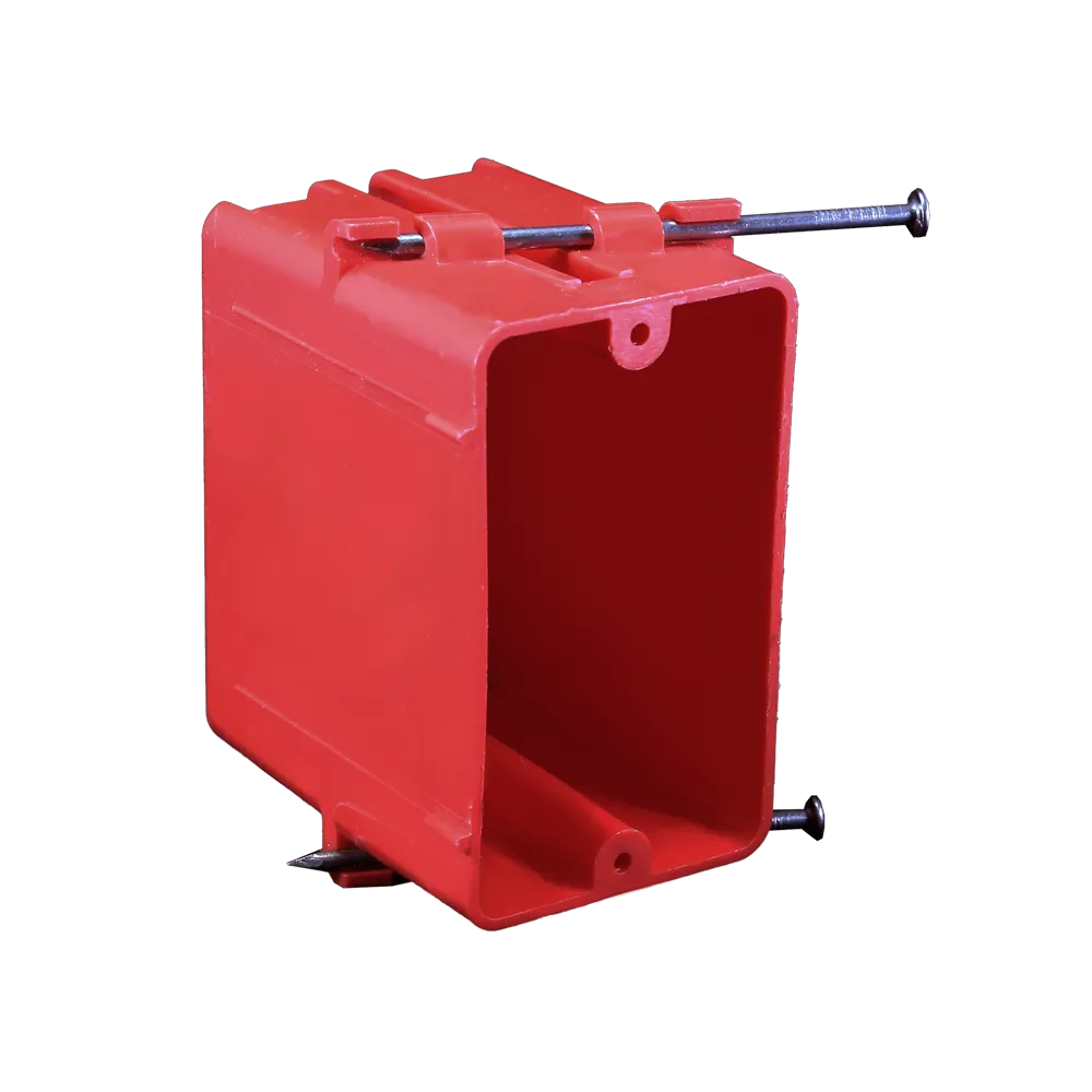 CANTEX  1-Gang 18 cu. in. EZ BOX New Work Nail-on Residential Alarm Box with Knockouts Red