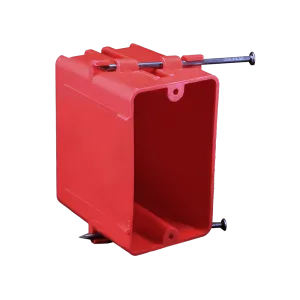 CANTEX  1-Gang 18 cu. in. EZ BOX New Work Nail-on Residential Alarm Box with Knockouts Red