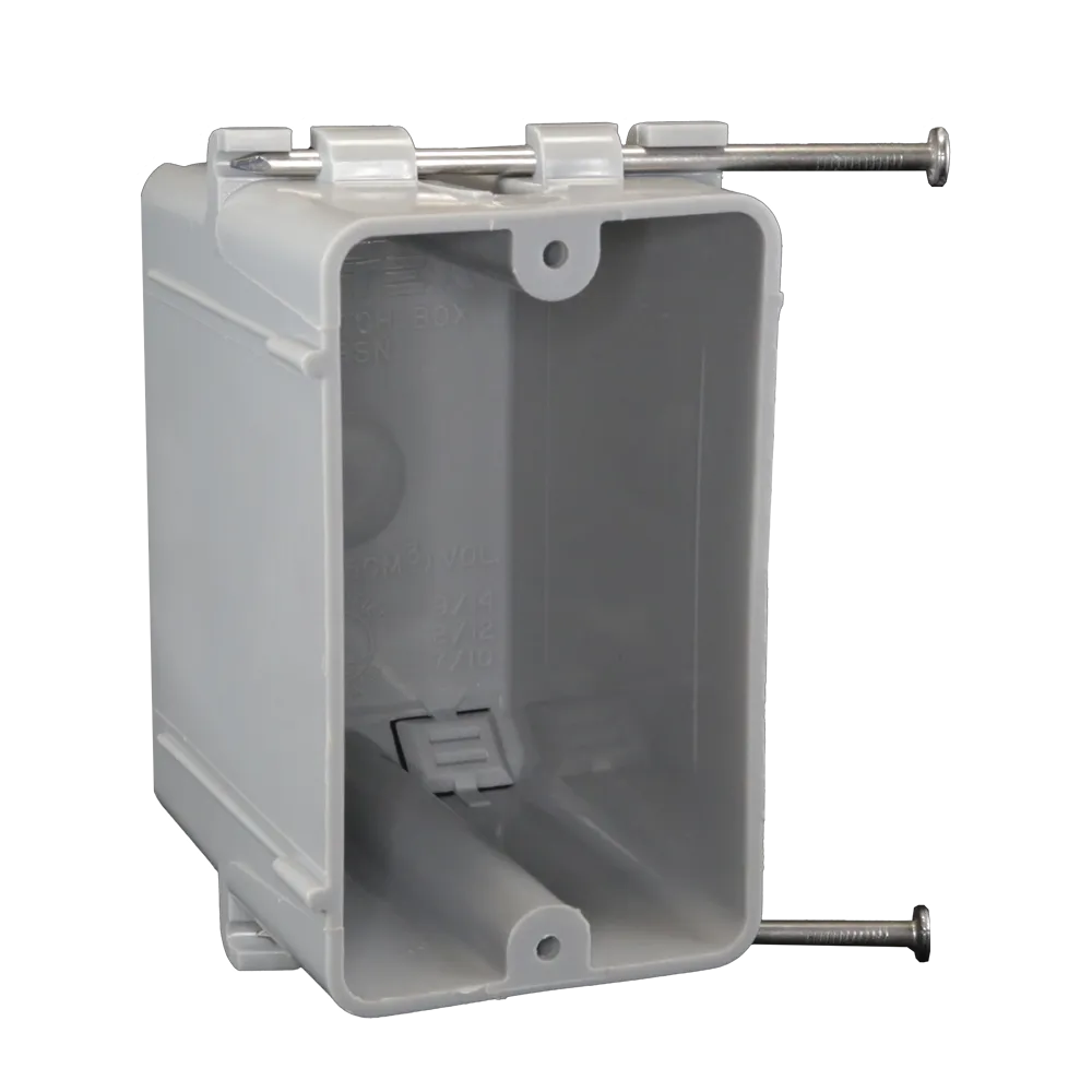 CANTEX  1-Gang 23 cu. in. EZ BOX New Work Nail-on Residential Electrical Switch and Outlet Box with Knockouts Gray