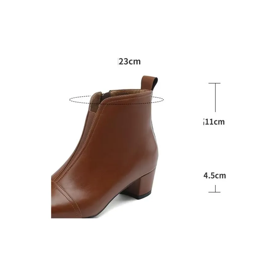 Elegant Cow Leather Pointed Toe Heel Boots