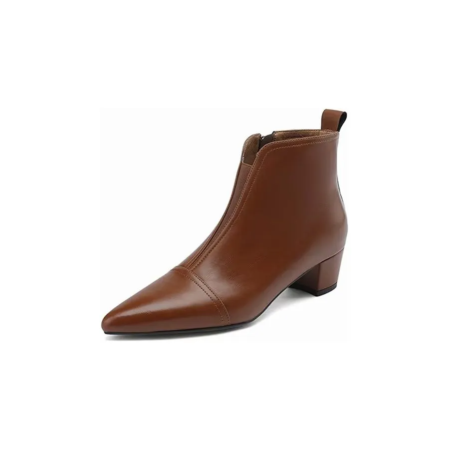 Elegant Cow Leather Pointed Toe Heel Boots