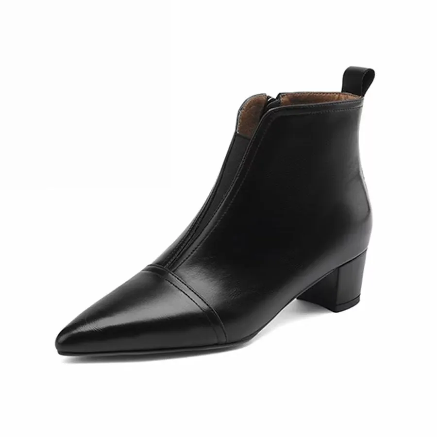 Elegant Cow Leather Pointed Toe Heel Boots