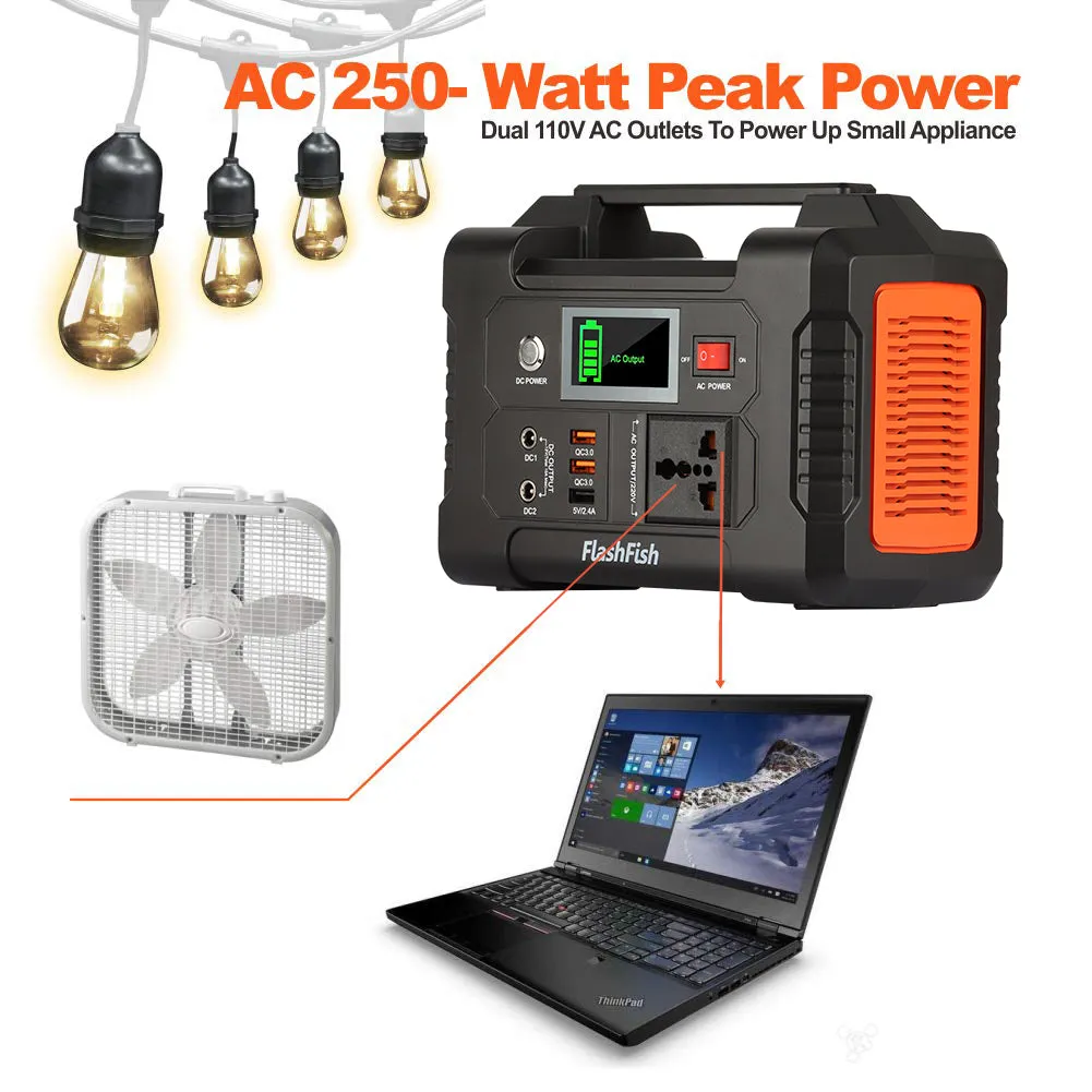 FlashFish E200 Portable Power Station | 200W 151Wh Solar Generators Small Portable Generator for Home Use Camping Traveling