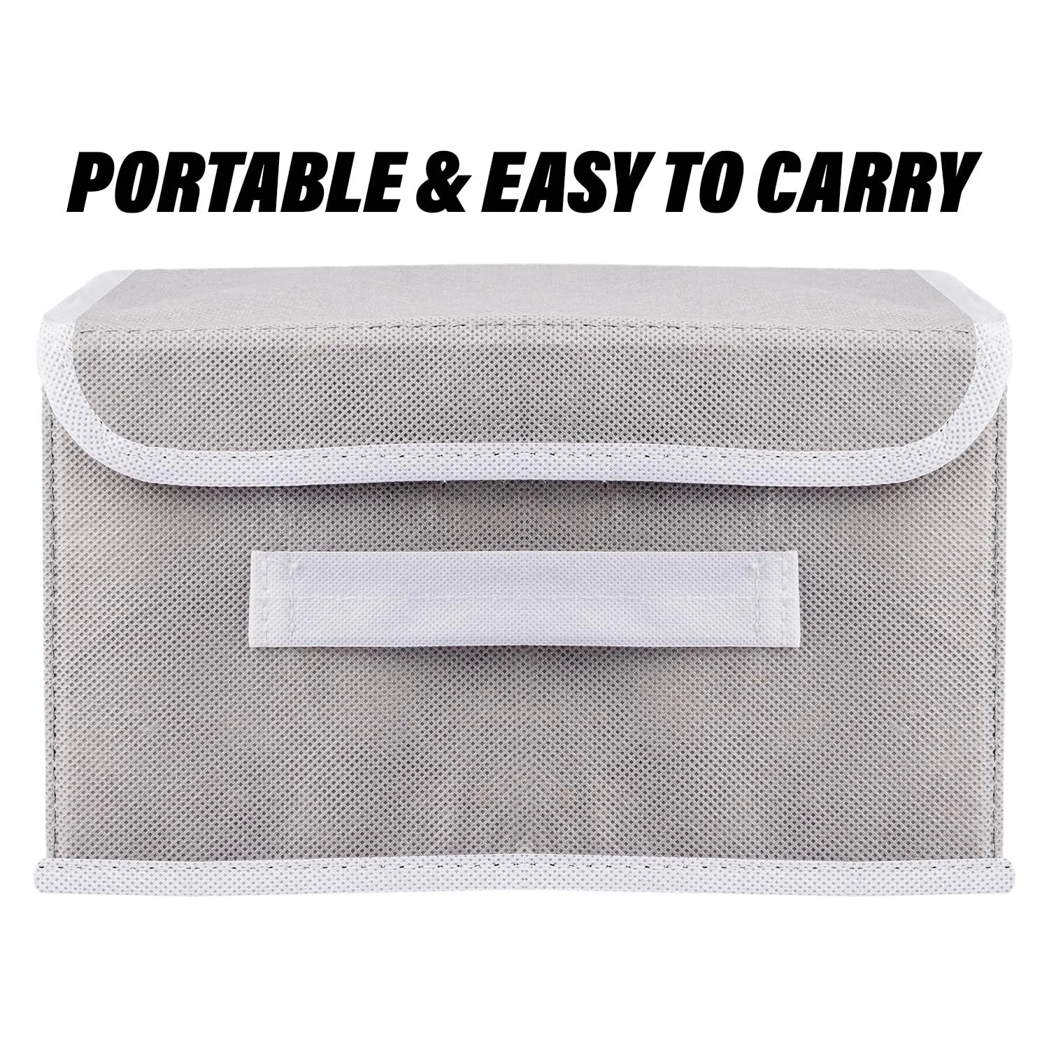 Kuber Industries Foldable Boxes For Storage - Multipurpose Storage Organizer For Clothes | Wardrobe | Closet | Toys | Books | Home - Undergarment Organizer Basket With Handle And Lid (Grey)