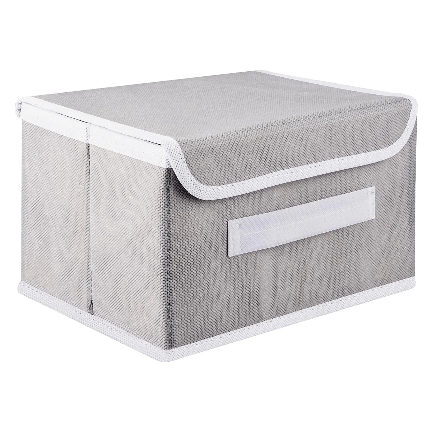 Kuber Industries Foldable Boxes For Storage - Multipurpose Storage Organizer For Clothes | Wardrobe | Closet | Toys | Books | Home - Undergarment Organizer Basket With Handle And Lid (Grey)