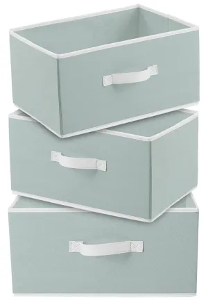 Kuber Industries Foldable Boxes For Storage (Pack of 3) - Multipurpose Storage Organizer For Clothes | Wardrobe | Closet | Toys | Books | Home - Undergarment Organizer Basket With Handle (Light Grey)