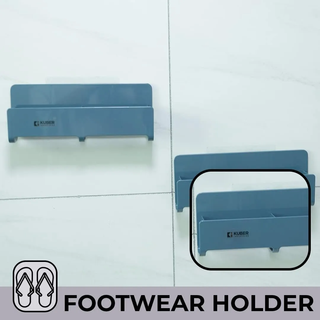 Kuber Industries Wall Mounted Shoe Rack for Home|Super Quality ABS/PVC|Compact & Durable|Self-Adhesive & Easy to Install|Unique Design|Shoe Stand For Bathroom & Bedroom|Set Of 2|1354A|Blue (Pack Of 5)