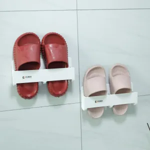 Kuber Industries Wall Mounted Shoe Rack for Home|Super Quality ABS/PVC|Compact & Durable|Self-Adhesive Unique Design|Shoe Stand for Bathroom & Bedroom|Set of 2|1354B|White(Pack of 2)