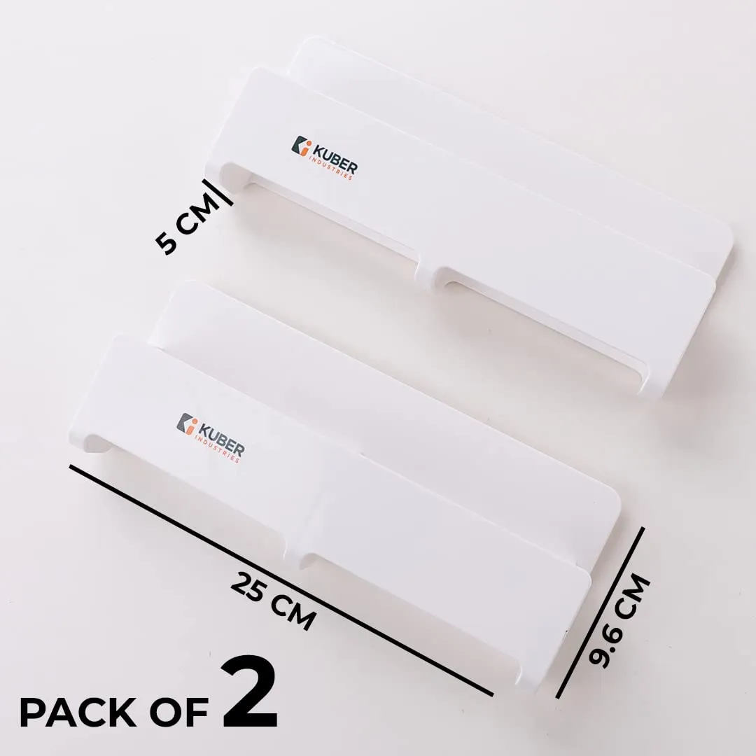 Kuber Industries Wall Mounted Shoe Rack for Home|Super Quality ABS/PVC|Compact & Durable|Self-Adhesive Unique Design|Shoe Stand for Bathroom & Bedroom|Set of 2|1354B|White(Pack of 2)