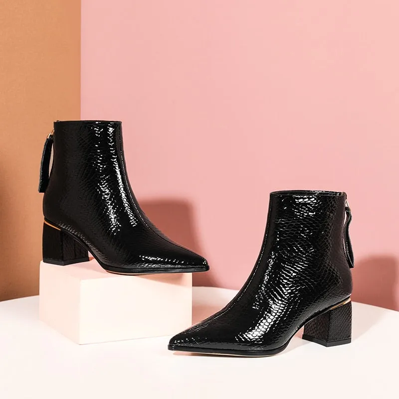 LuxePoint Exotic Cow Leather Short Boots