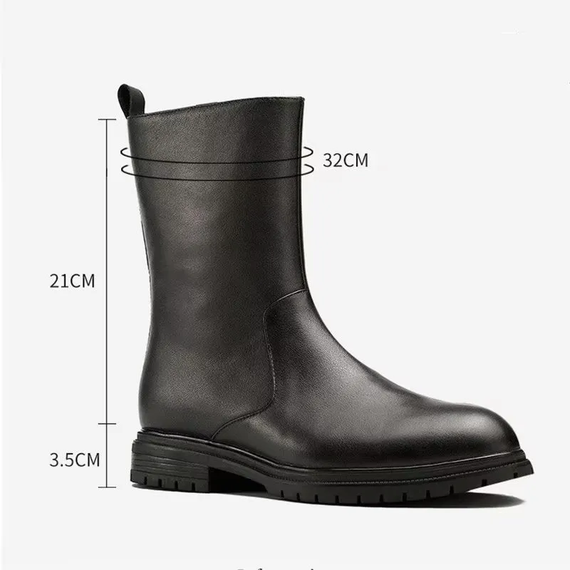 LuxeZip Genuine Leather Zipper Boots