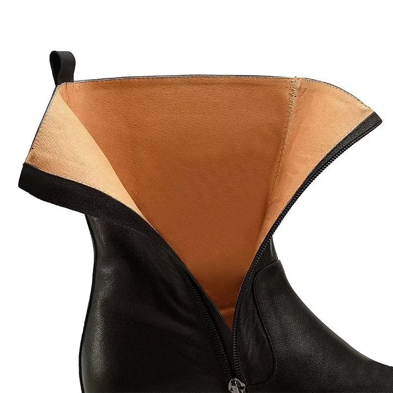 LuxeZip Genuine Leather Zipper Boots