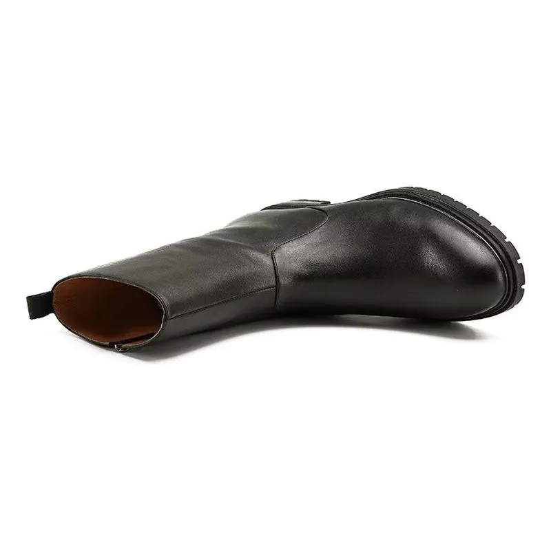 LuxeZip Genuine Leather Zipper Boots