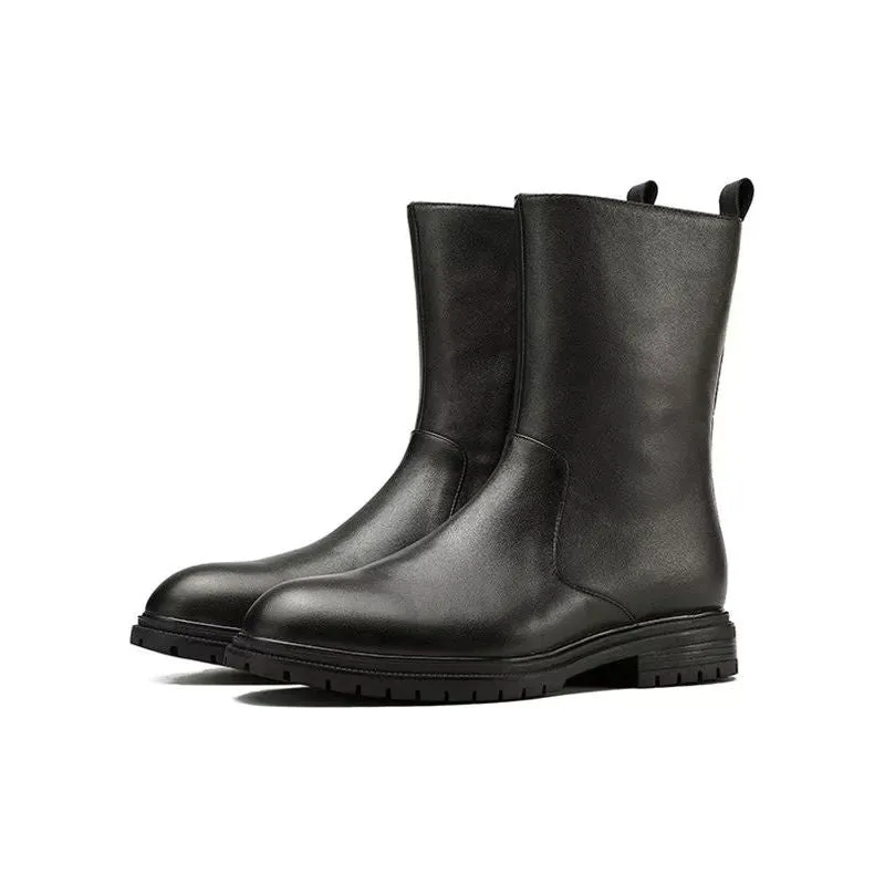 LuxeZip Genuine Leather Zipper Boots