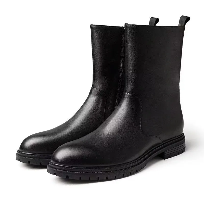LuxeZip Genuine Leather Zipper Boots