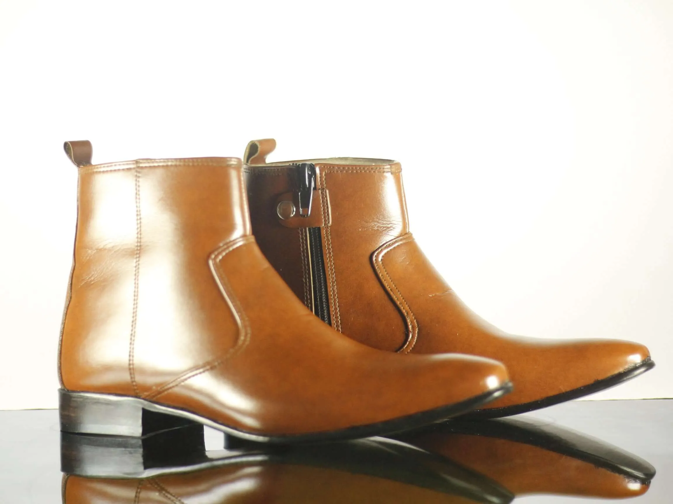 Men Fashion Elegant Brown Boots, Zipper Chelsea Boot, Ankle Boot,Men's Boot,Dress Boot,Leather Boot