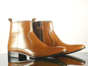 Men Fashion Elegant Brown Boots, Zipper Chelsea Boot, Ankle Boot,Men's Boot,Dress Boot,Leather Boot