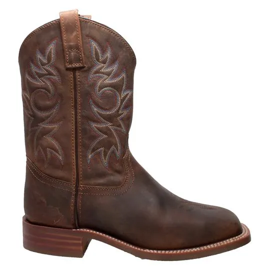 Men's 11" Western Sqaure Toe Brown Leather Boots