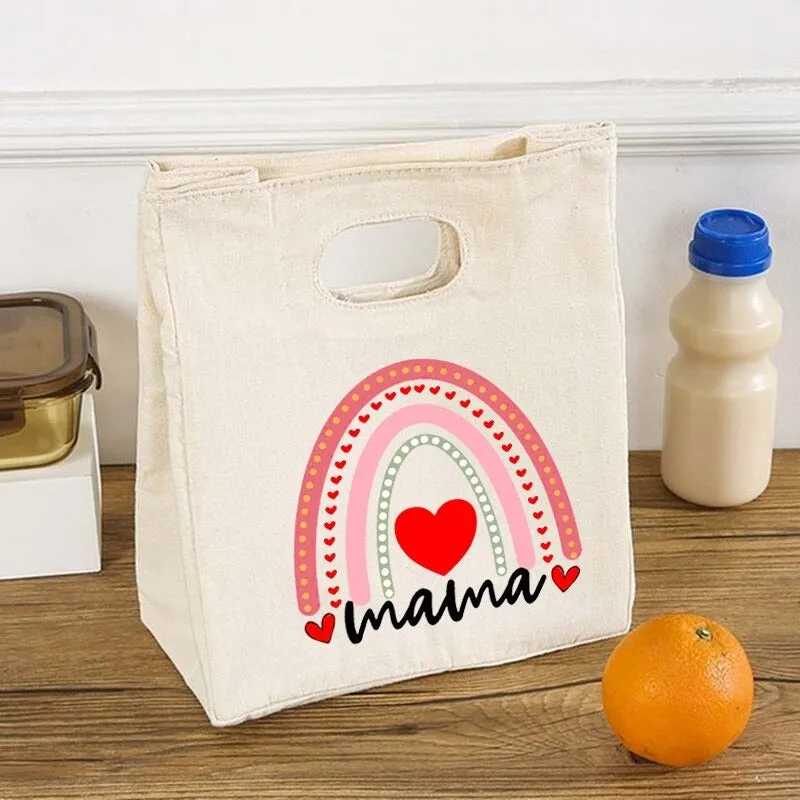 Rainbow Mama Print Portable Thermal Insulated Food Storage Lunch Bags