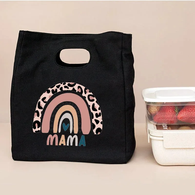 Rainbow Mama Print Portable Thermal Insulated Food Storage Lunch Bags