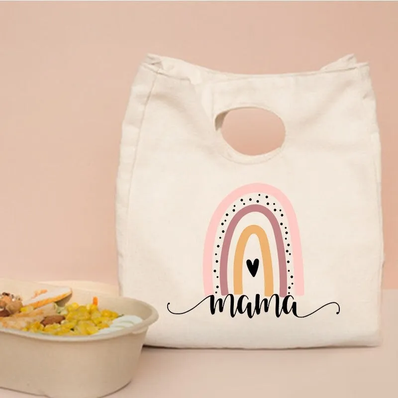 Rainbow Mama Print Portable Thermal Insulated Food Storage Lunch Bags