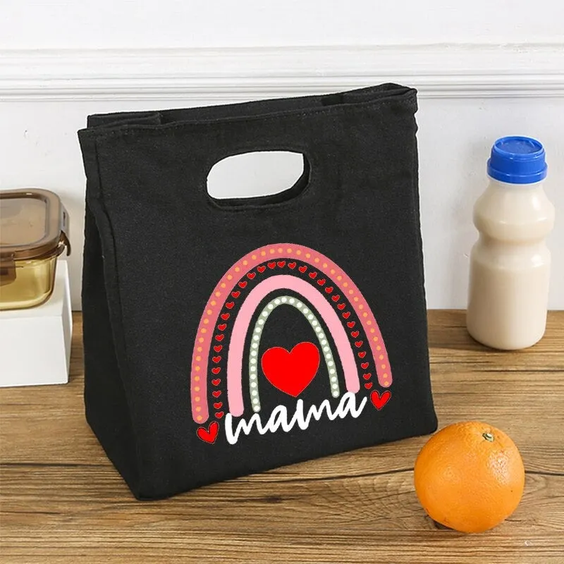 Rainbow Mama Print Portable Thermal Insulated Food Storage Lunch Bags