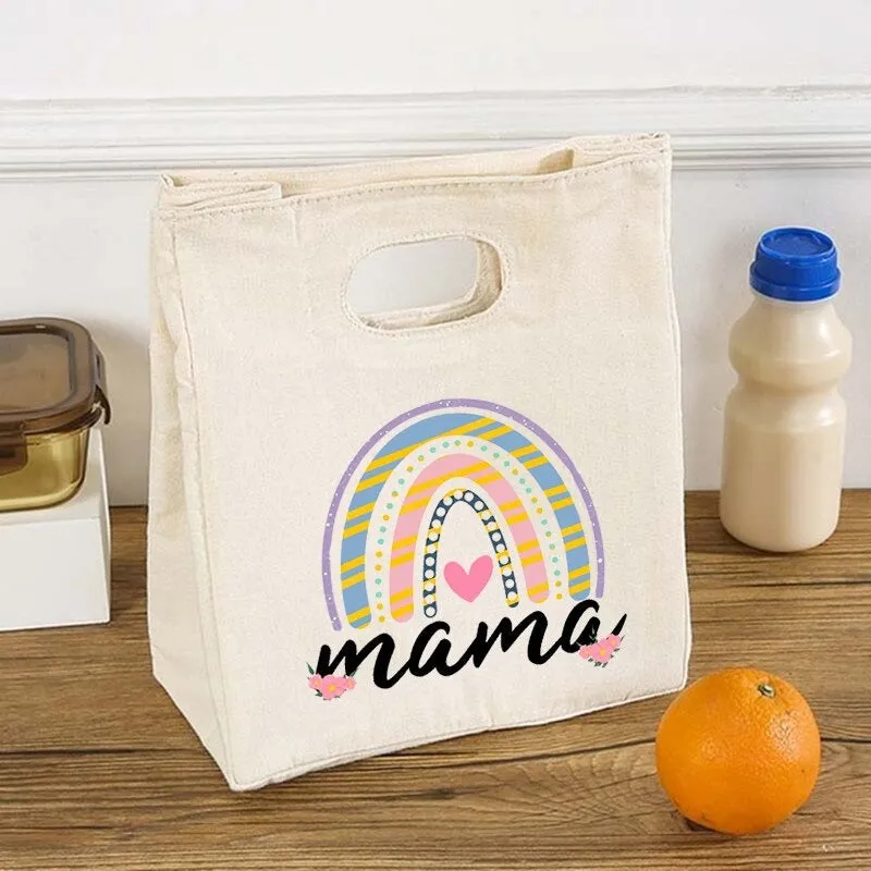 Rainbow Mama Print Portable Thermal Insulated Food Storage Lunch Bags