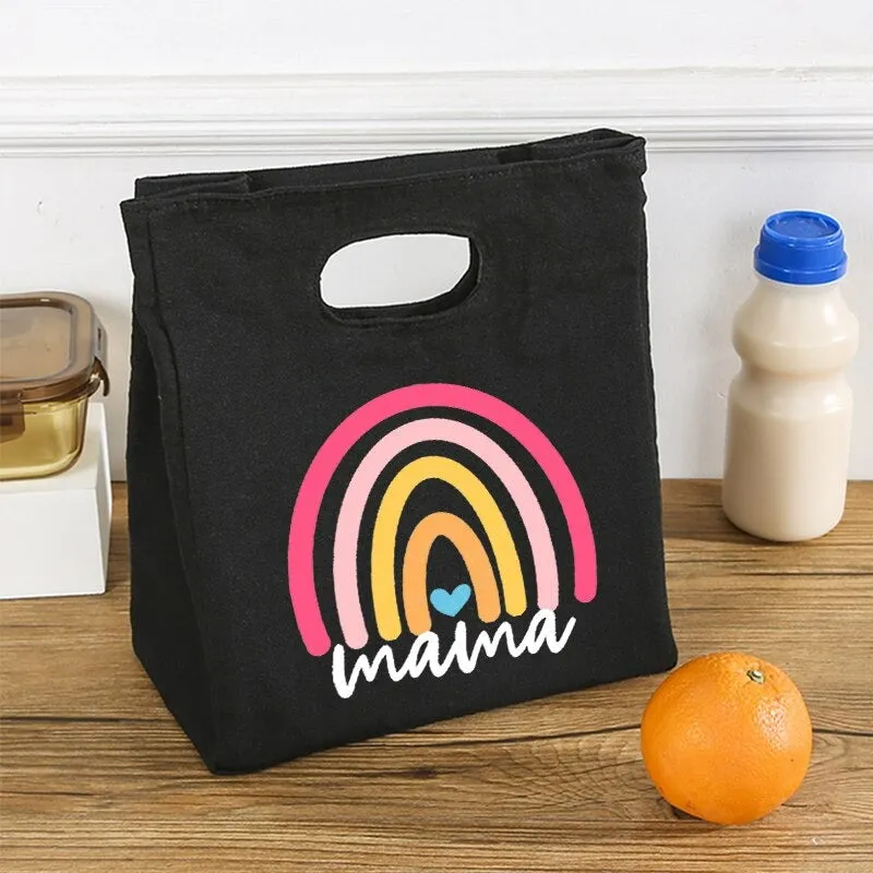Rainbow Mama Print Portable Thermal Insulated Food Storage Lunch Bags