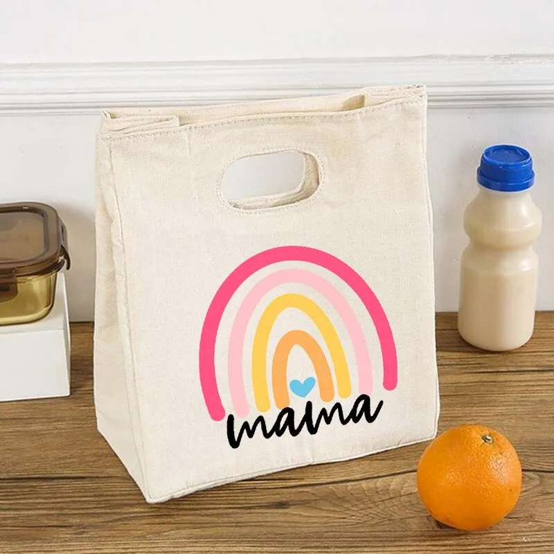 Rainbow Mama Print Portable Thermal Insulated Food Storage Lunch Bags