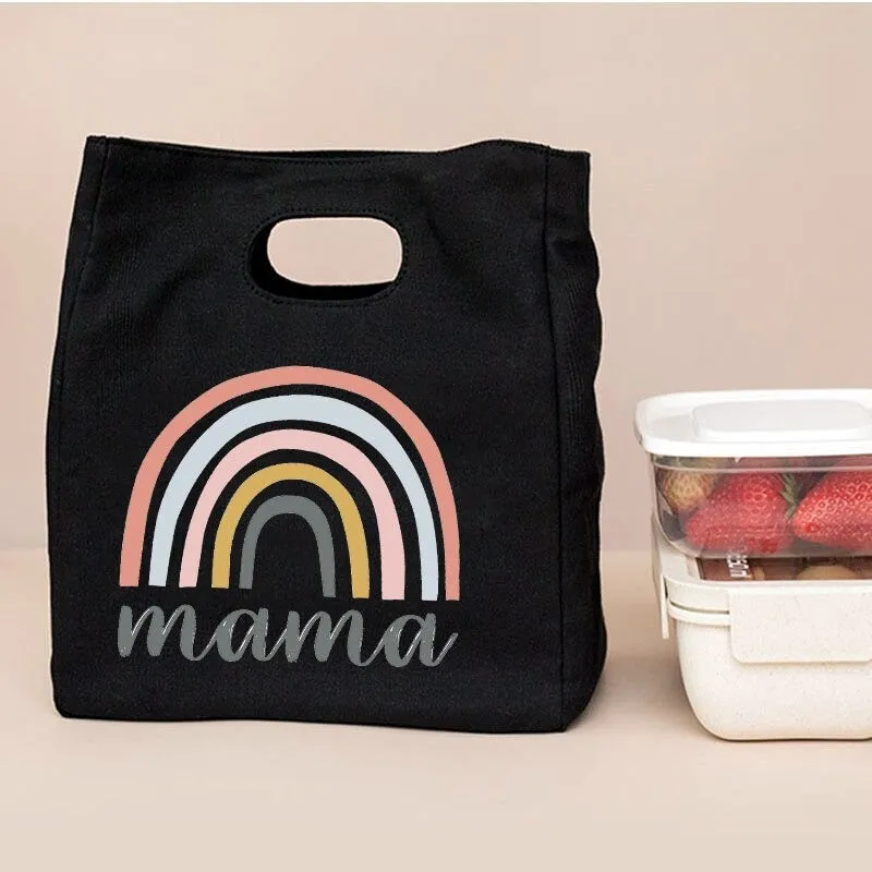 Rainbow Mama Print Portable Thermal Insulated Food Storage Lunch Bags