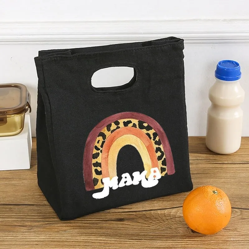 Rainbow Mama Print Portable Thermal Insulated Food Storage Lunch Bags
