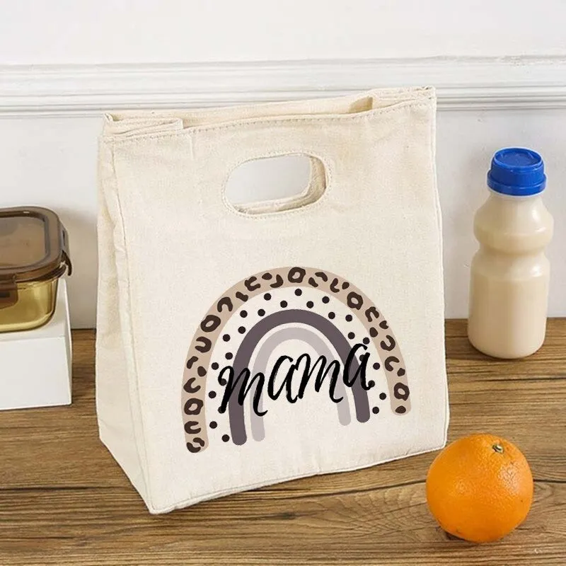 Rainbow Mama Print Portable Thermal Insulated Food Storage Lunch Bags