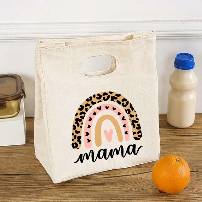 Rainbow Mama Print Portable Thermal Insulated Food Storage Lunch Bags