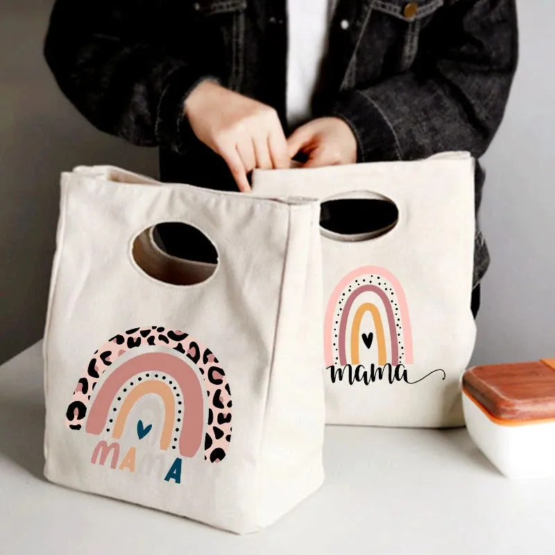 Rainbow Mama Print Portable Thermal Insulated Food Storage Lunch Bags