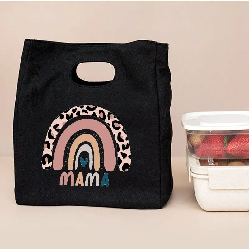 Rainbow Mama Print Portable Thermal Insulated Food Storage Lunch Bags