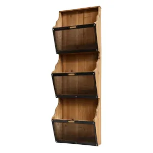 Rustic Wooden Magazine Rack with 3 Compartments
