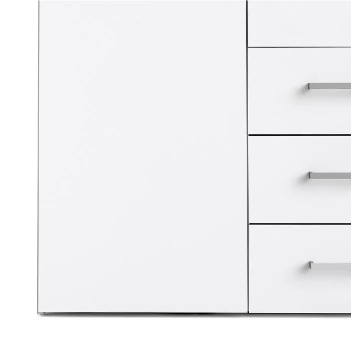 Space Wardrobe 4 Doors 3 Drawers in White 2000