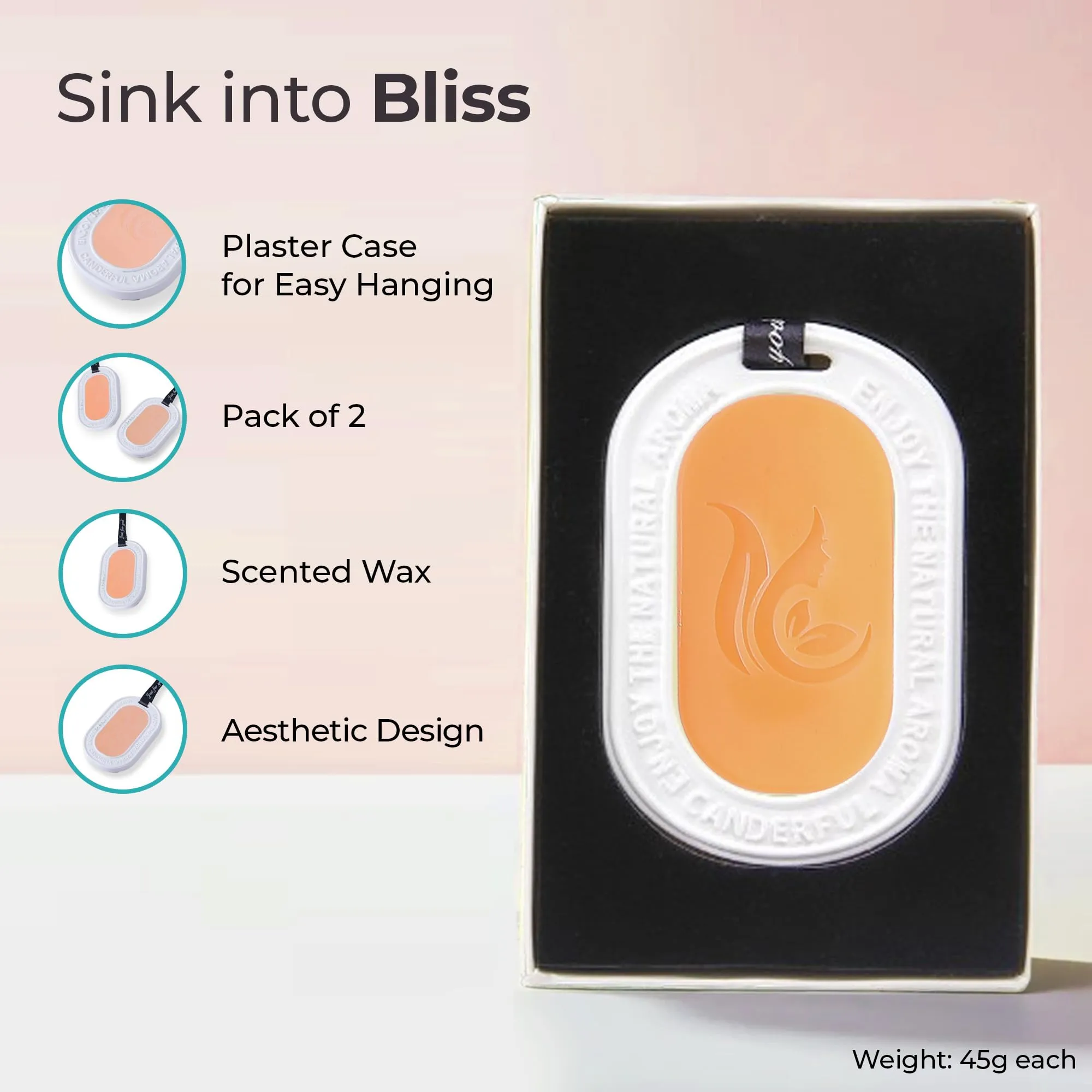 The Better Home Citrus Zest Wardrobe Air Freshener (2Pcs-45g Each) Lasts Up to 6 Months Scented Wax for Cars Drawers Bathroom Bedroom | Cupboard Freshener for Clothes | Hanging Loop with Plaster Case