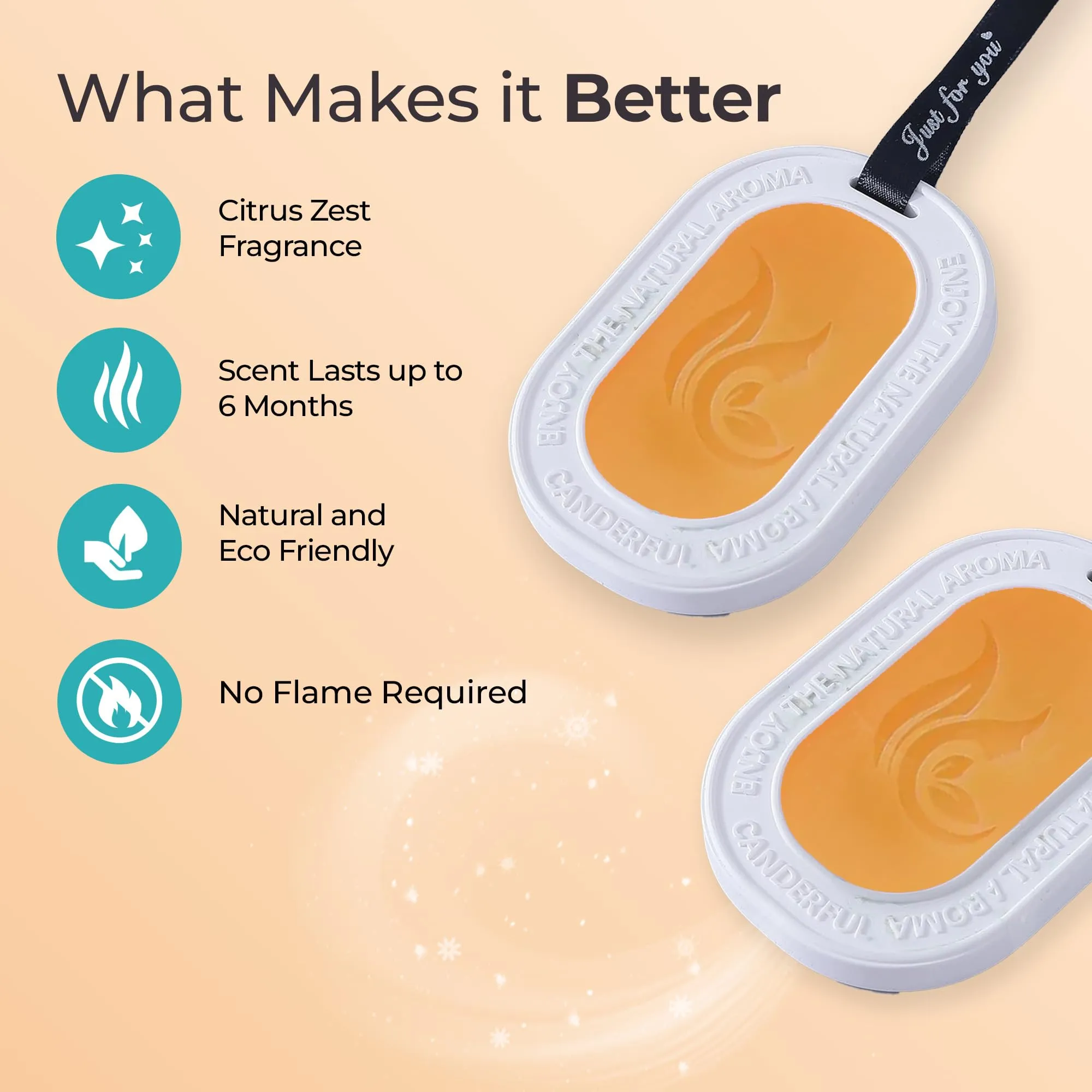 The Better Home Citrus Zest Wardrobe Air Freshener (2Pcs-45g Each) Lasts Up to 6 Months Scented Wax for Cars Drawers Bathroom Bedroom | Cupboard Freshener for Clothes | Hanging Loop with Plaster Case